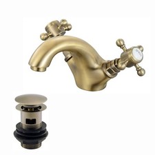 Basin Mixer Tap Waste Slotted Camberley Bathroom Antique Brass ENKI BBT0138