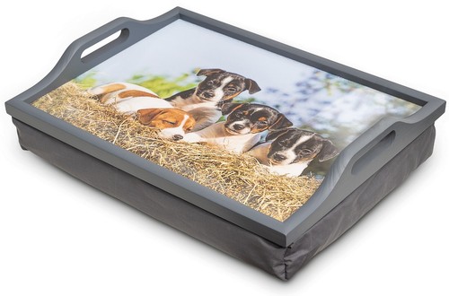 Wooden lap tray with dog - tray,