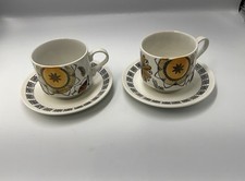 2 x Retro Broadhurst Ironstone China Cups & Saucer Sets Calypso Kathie Winkle B