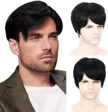 QUEENTAS Mens Wigs Real Hair