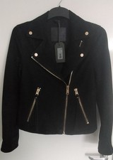 All Saints Dalby Women's Black Suede Leather Jacket Size UK 8