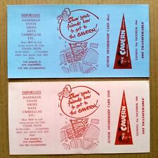 THE BEATLES CAVERN CLUB Membership Cards x 2 Signed by CAVERN Dj Bob Wooler 