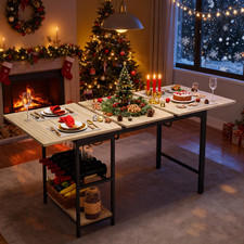 Extendable Dining Table 110-150cm Kitchen Breakfast Desk With Storage 4-8 Seats