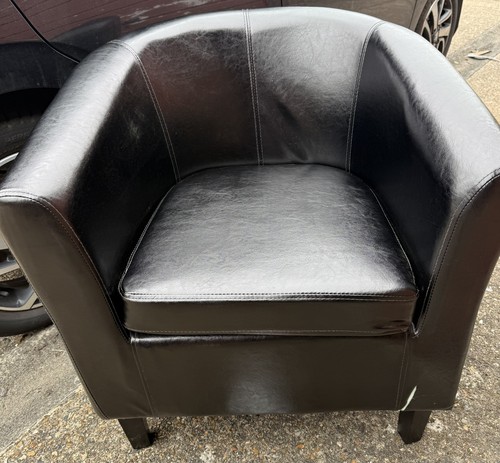 Faux leather tub chair - leather,
