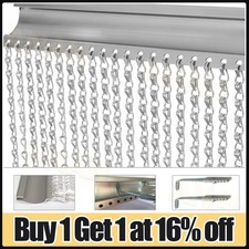 Aluminium Door Fly Screen Metal Chain Curtain Insect Pest Blinds 215cm x 90cm UK