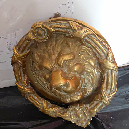 Antique heavy cast brass lion - cast,