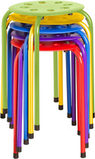 Furniture Stacking Stools 17.75" Standard Height Portable Stools Assorted 5 Pack