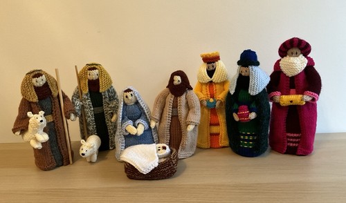 Hand knitted nativity set - nativity,