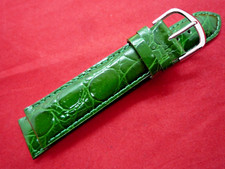 Krug Baumen 20 mm Green Genuine Leather Watch Strap Silver Buckle 20mm