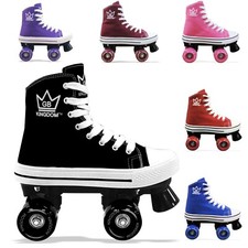 NEW Kingdom GB Hi-Pe Canvas Roller Skates Kids Girls Womens Quad Boots Size