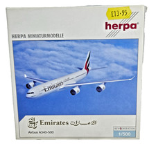 Emirates Airbus A340 500 1:500 Scale Diecast Model Herpa Wings Art No 507387 Box
