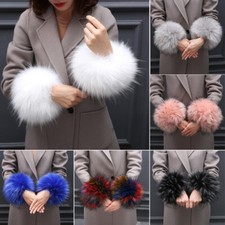 Luxury Faux Fur Wrist Cuffs Windproof Warm Furry Wristband Arm Warmer Oversleeve