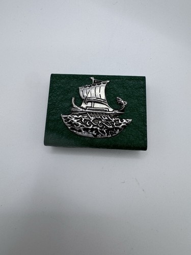 Vintage green metal matchbox - vintage,