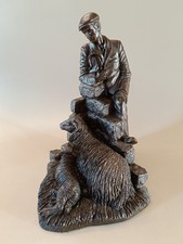 Vintage Heredities Cold Cast Bronze Shepard With Sheep Figurine / Collectible