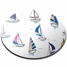 Round Mouse Mat - Sail Boats