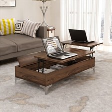  Large Lift Up Modern Coffee Table with Storage 120cm - Dark Oak