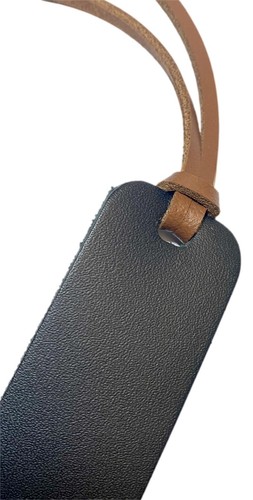 Leather bookmark black - black, tan