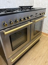 RANGEMASTER XT 110CM DUAL FUEL RANGE COOKER IN ST, STEEL AND GOLD. Ref--ED303