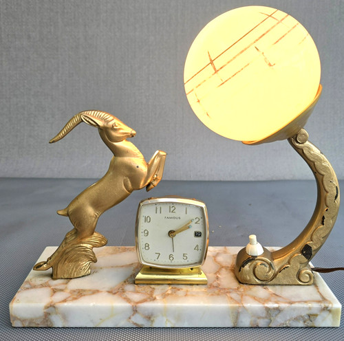 Art deco goat lamp - clock, night