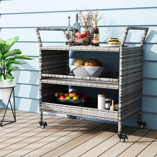 Bar cart tier patio rattan - cart, 3-tier