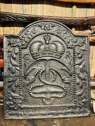 Cast iron fireback charles ii - iron, fireback,
