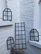 Reclaimed Reeded Clear Leaded Light Stained Glass Window Panels x4