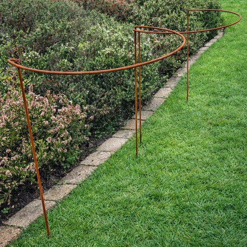 Rust garden metal plant hoops - rust,