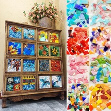 100/200g Stained Mosaic Tiles Glass Piece Colored For Art Crafts Home Decor Bulk