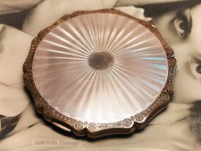 Stratton silver gold tone guilloche queen Vintage Powder Compact: Makeup Mirror