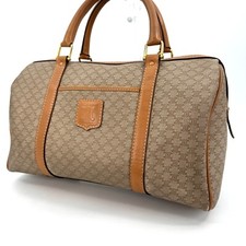 Celine Macadam PVC Beige Brown Mini Boston Bag Handbag Authentic [Rank AB]