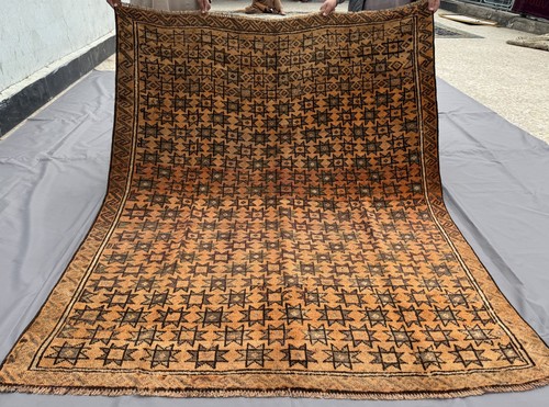 Antique orange afghan - antique, baluchi