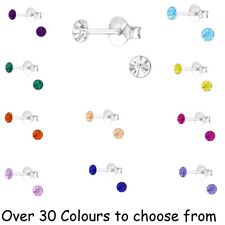 925 Sterling SILVER Petite Studs 3mm Earrings CZ Crystal Stud Small Girls Ladies