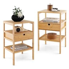 2Pcs Bamboo Nightstand Bedside