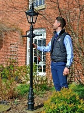 USED Ex-Display Cast Iron and Steel Garden Lamp Post Set Period Light - 2.2m