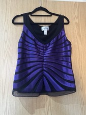 Joseph Ribkoff Purple Black Sleeveless Size 12 Party Evening Glam Top Xmas Party