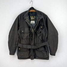Barbour Beacon Wax Jacket Mens C38 Black International Belted A7 Motorcycle Coat