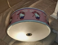 Hello Kitty Ceiling light 3 bulbs chandelier rare 16" x 5.5" shade glass