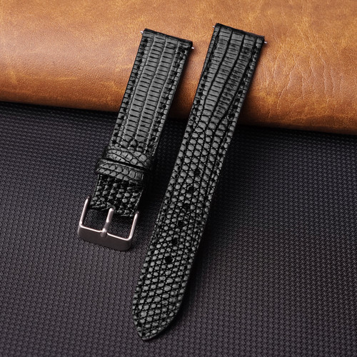 Flat lizard leather watch - leather,