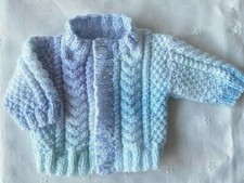 Hand Knitted Aran Small Premature Baby Girl Boy Cardigan In 6 Colours £9.99