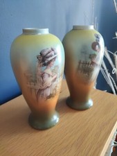 Vases. Pair Of  Small Vintage. Charming Edwardian Ladies.