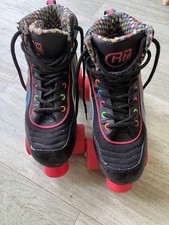 SFR Rio Roller Quad Roller Skates Womens Girls Retro Style Black Pink Size UK 4
