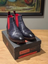 Navy Burnished Chelsea Boots 'Lemmy' by Jeffrey West UK 9 EU 43. RRP £300