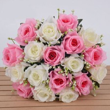18 Heads Silk Rose Artificial Flowers Fake Bouquet Wedding Home Party Decor
