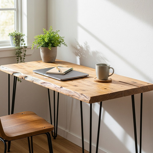 Reclaimed wood desk hairpin - |,