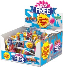 Chupa Chups Sugar Free Lollipop Display Box, Cherry, Cola & Strawberry Flavoure