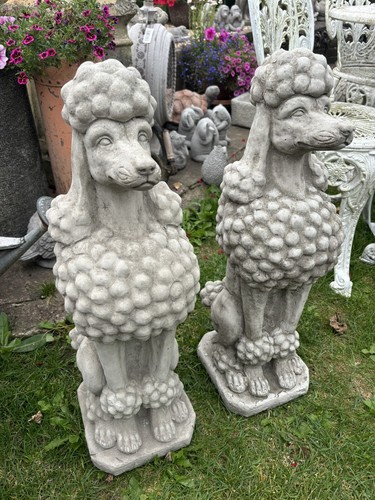 Pair poodles garden - poodles, statues
