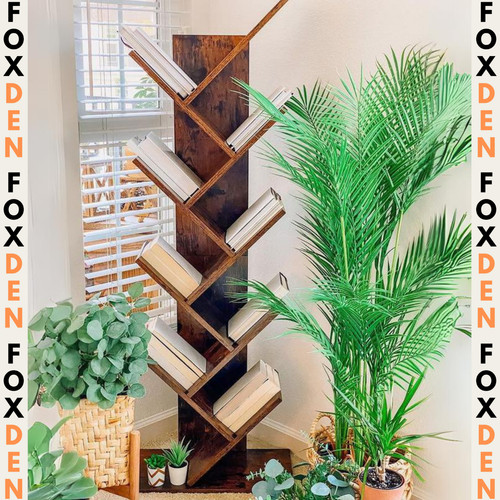Small wooden rustic bookcase - rustic,