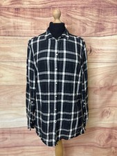 Womens Annette Gortz Black/Ivory Check Linen Shirt/Blouse, Size 38