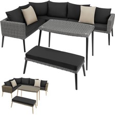 Rattan Garden Lounge Set Corner Sofa Bench Coffee Table with Cushions