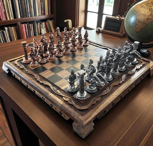 Chess set large antique - chess,